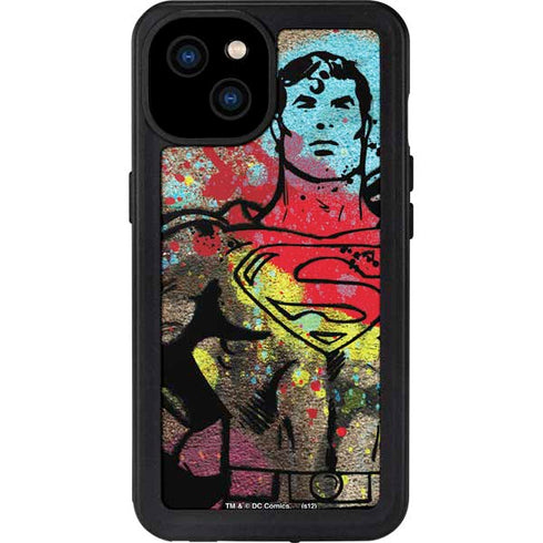 DC Comics Superman Color Splatter iPhone 15 Plus Waterproof Case